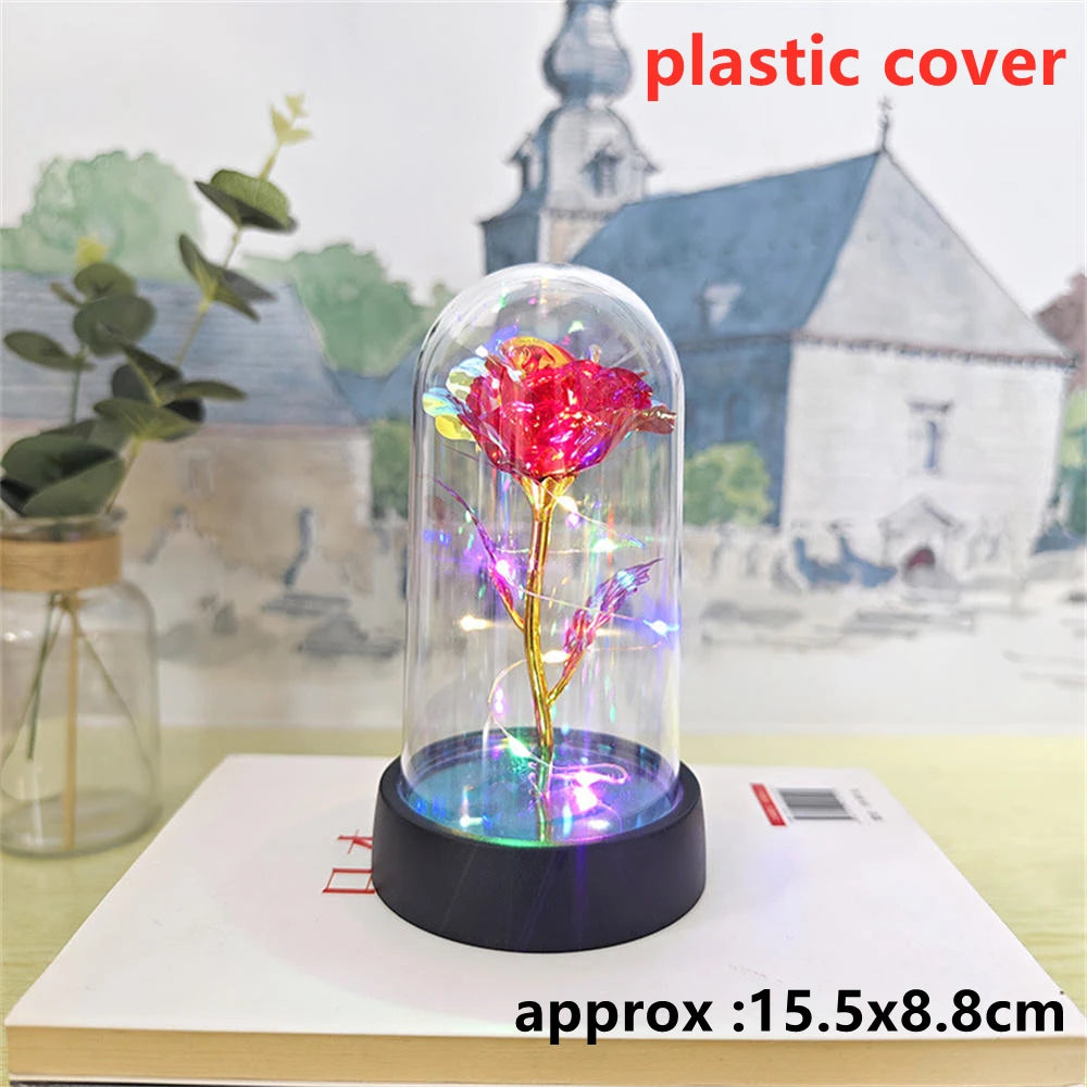 LED Galaxy Three Rose Artificial Flowers, Wedding Decoration, Creative Valentine'S Day and Mother'S Day Gift without Battery 1Pc