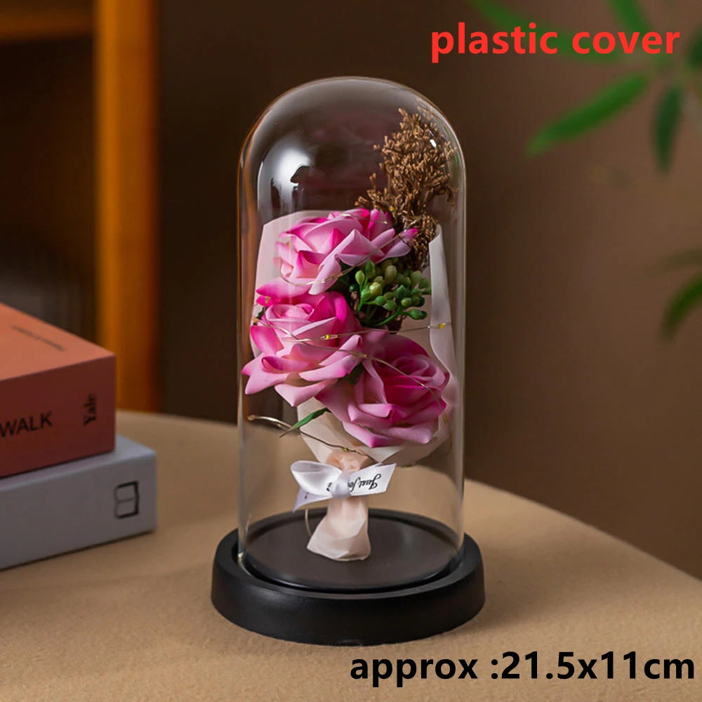 LED Galaxy Three Rose Artificial Flowers, Wedding Decoration, Creative Valentine'S Day and Mother'S Day Gift without Battery 1Pc