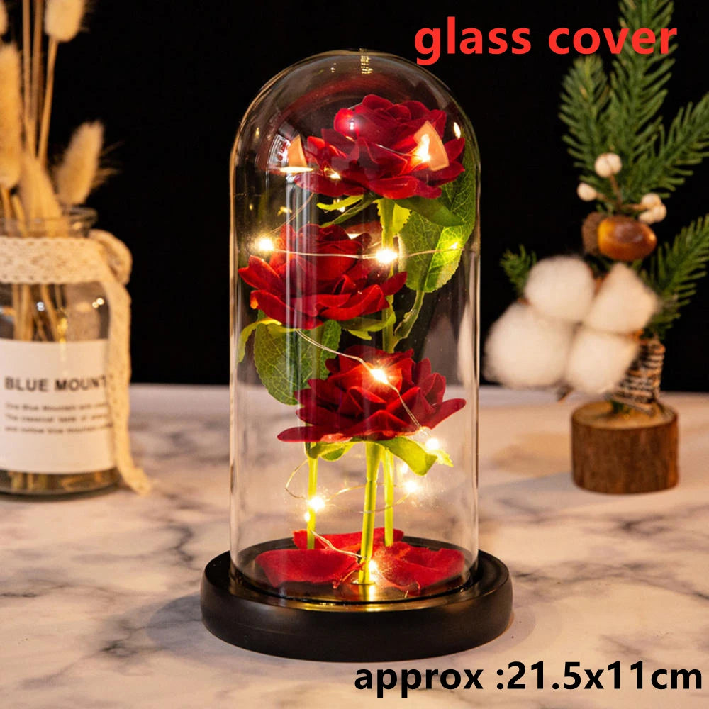 LED Galaxy Three Rose Artificial Flowers, Wedding Decoration, Creative Valentine'S Day and Mother'S Day Gift without Battery 1Pc