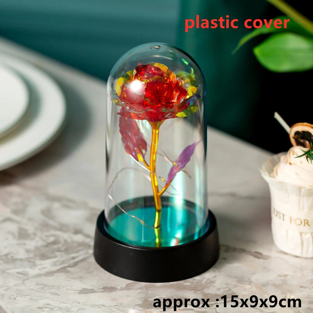 LED Galaxy Three Rose Artificial Flowers, Wedding Decoration, Creative Valentine'S Day and Mother'S Day Gift without Battery 1Pc