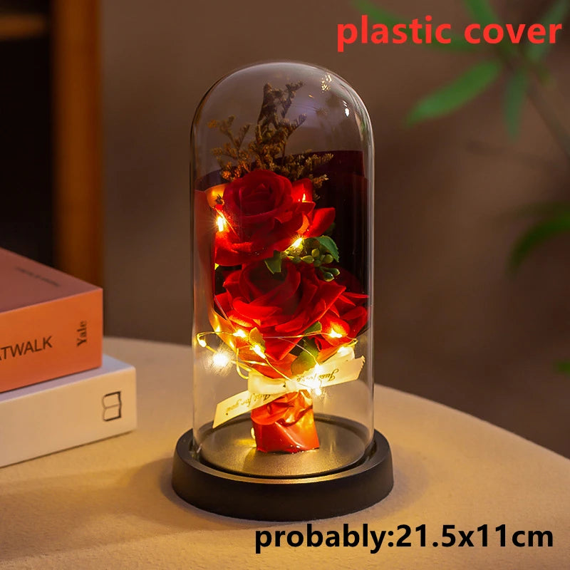 LED Galaxy Three Rose Artificial Flowers, Wedding Decoration, Creative Valentine'S Day and Mother'S Day Gift without Battery 1Pc